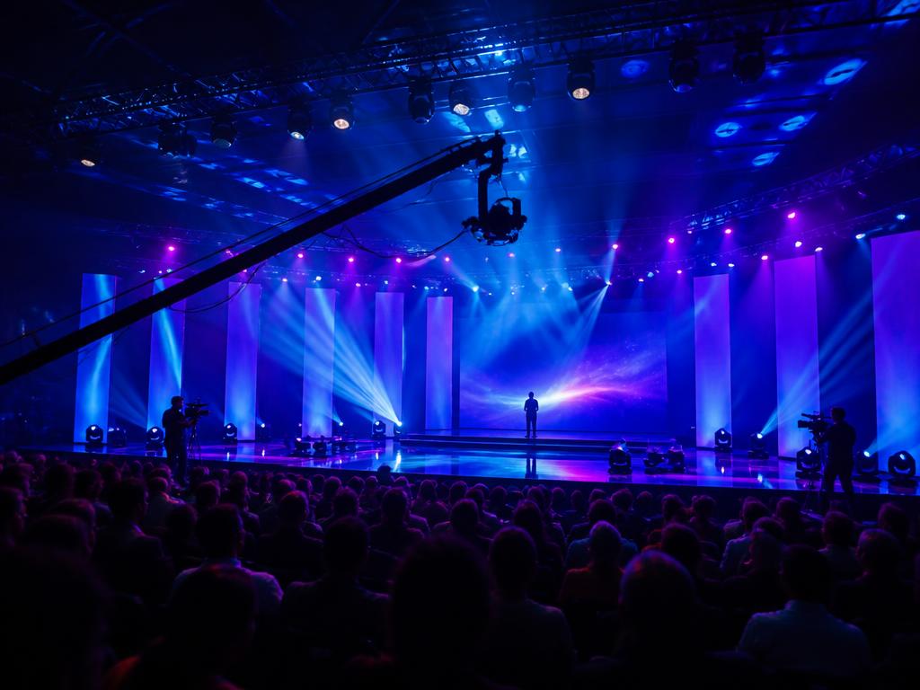 Live event production with stage lighting